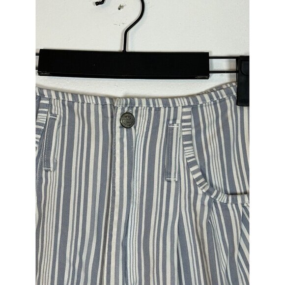 Vintage 80s Gitano High Rise Blue White Striped Shorts 9 Eyelet Lace Retro Y2k - Picture 3 of 10